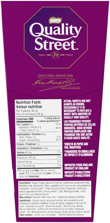 Quality Street Assorted Pralines, 260g/9.1 oz. Gift Box Right Side